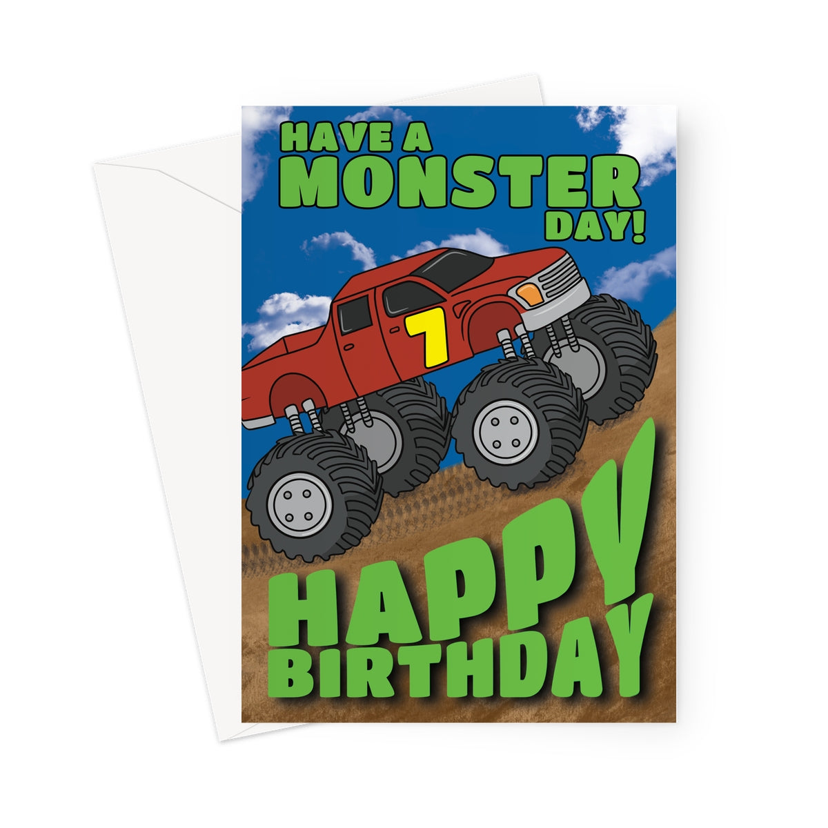 7th Birthday Card Monster Truck