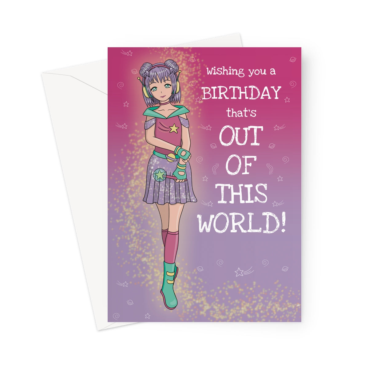 Out Of This World Space Themed Birthday Card For A Girl