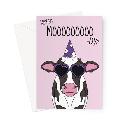 Moody Cow Birthday Card