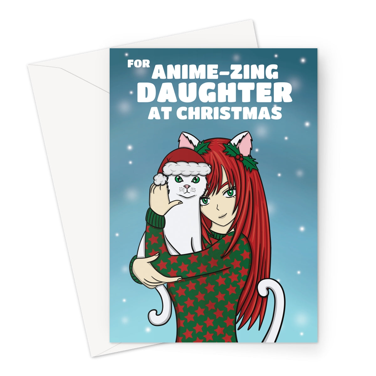 Anime Girl Christmas Card For A Daughter