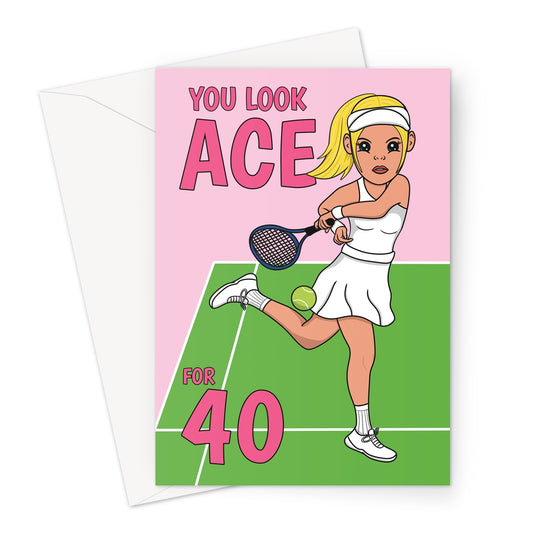 Happy Birthday Wishes For Tennis Player - 40th Woman Card