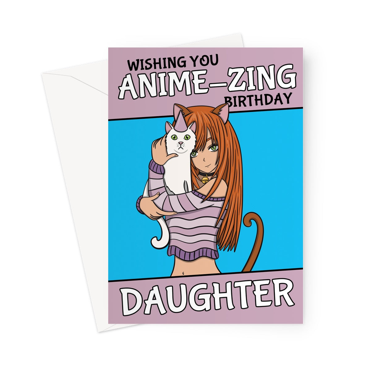 Ginger Anime Girl birthday Card For Daughter