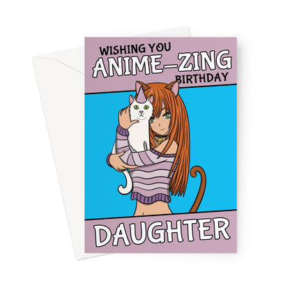 Ginger Anime Girl birthday Card For Daughter