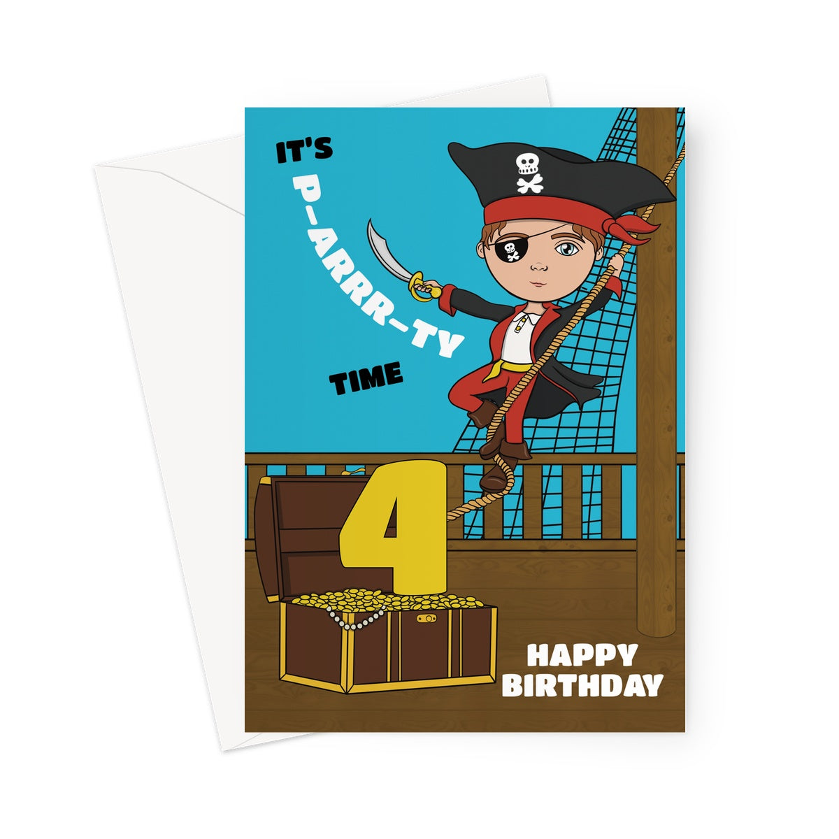 Pirate Birthday Card For Boy Age 4