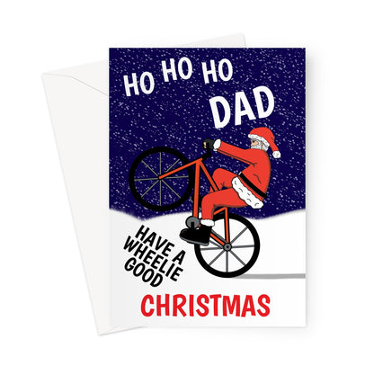 Funny Dad Christmas Card - Cycling Santa