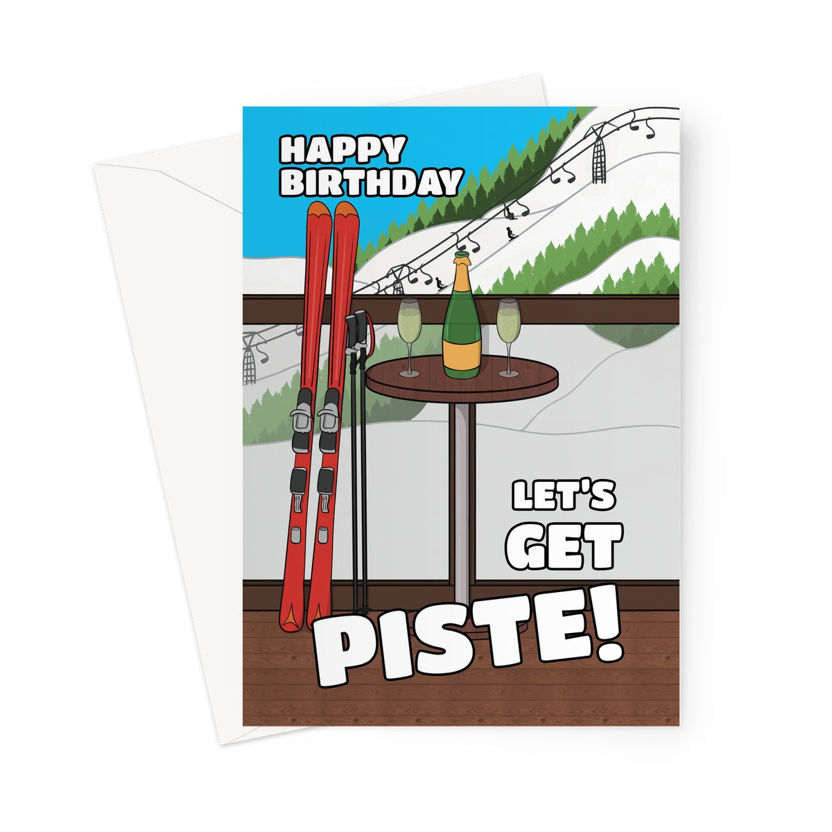 Funny skiing birthday card.