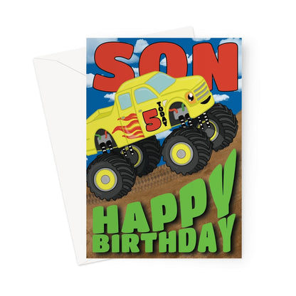 5 Year Old Son Monster Truck Birthday Card