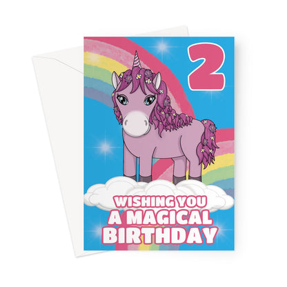 Unicorn 2nd Birthday Card For A Girl