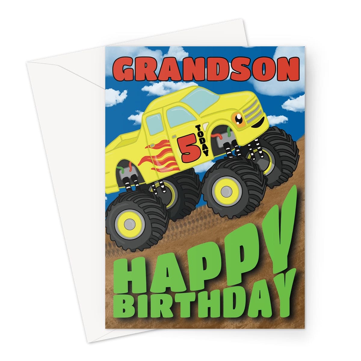 Monster Truck Birthday Card - Grandson Age 5