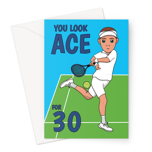 Happy 30th Birthday Card For Him - Tennis