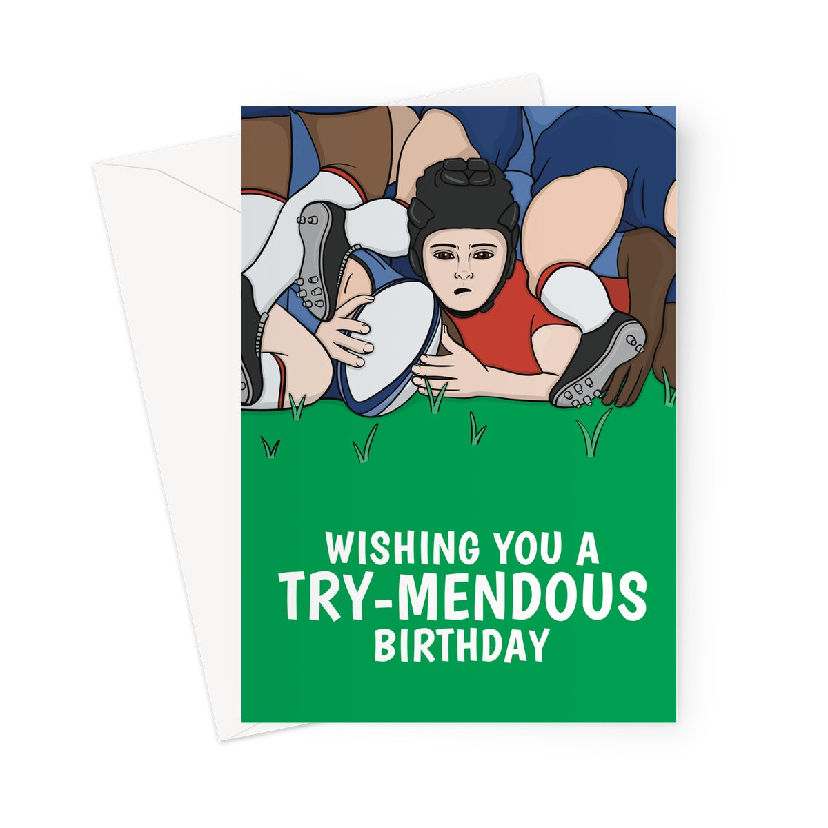 Rugby Birthday Card - Rugby Player Try