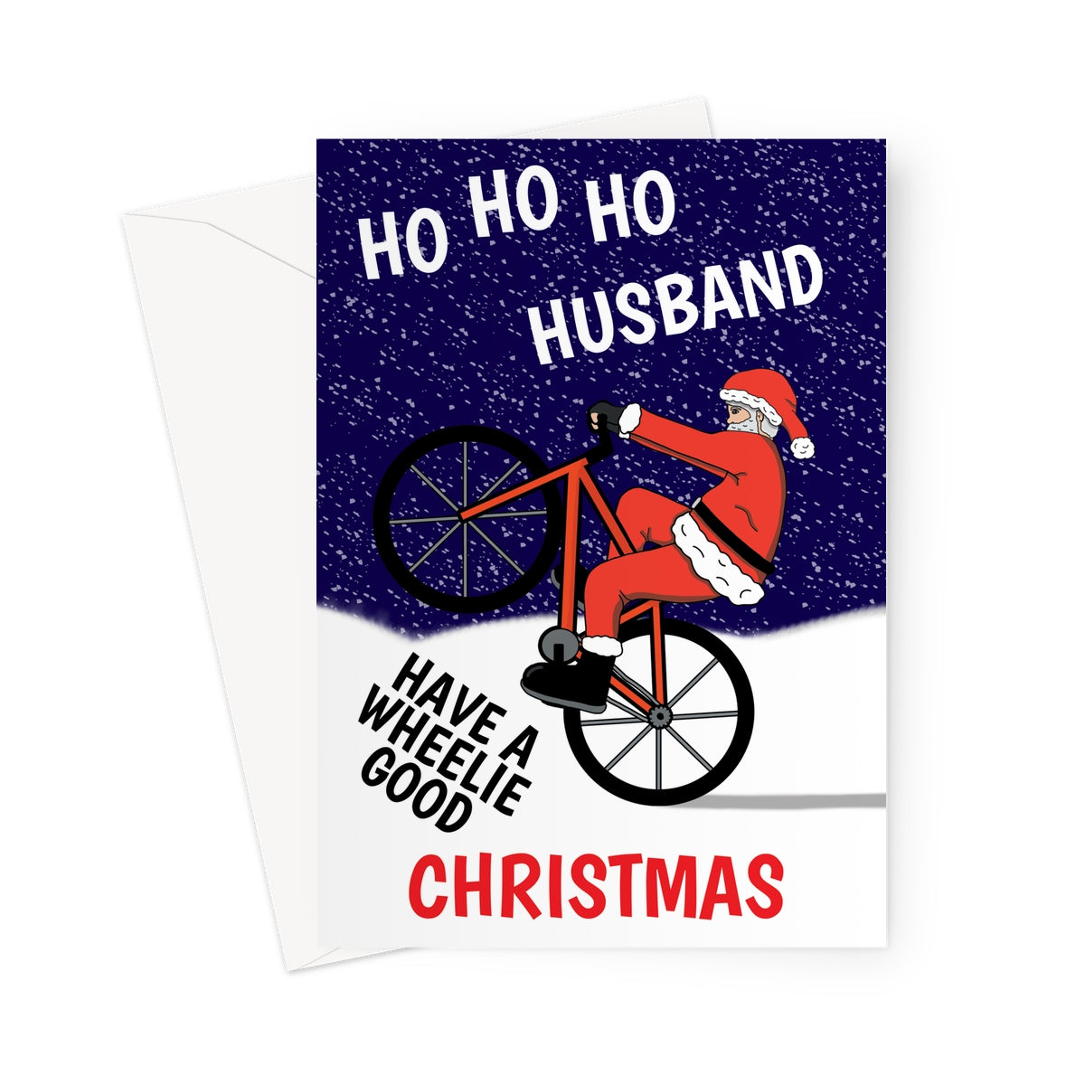 Husband Christmas Card - Wheelie Bike Santa