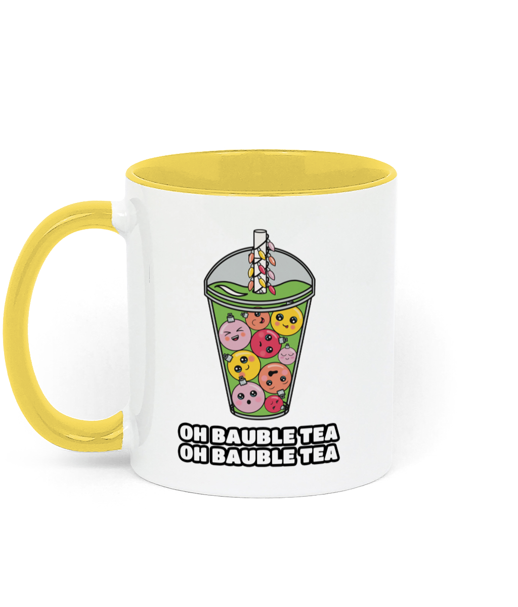 Bubble Tea Graphic Mug With Yellow Handle and Interior