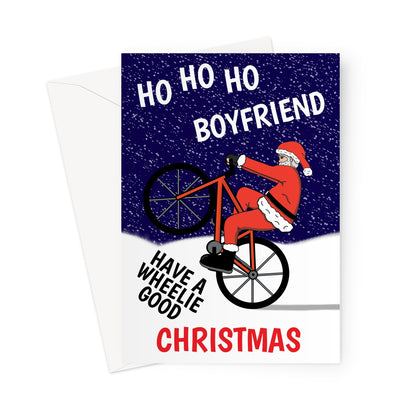 Funny Push Bike Santa Xmas Card For Boyfriend