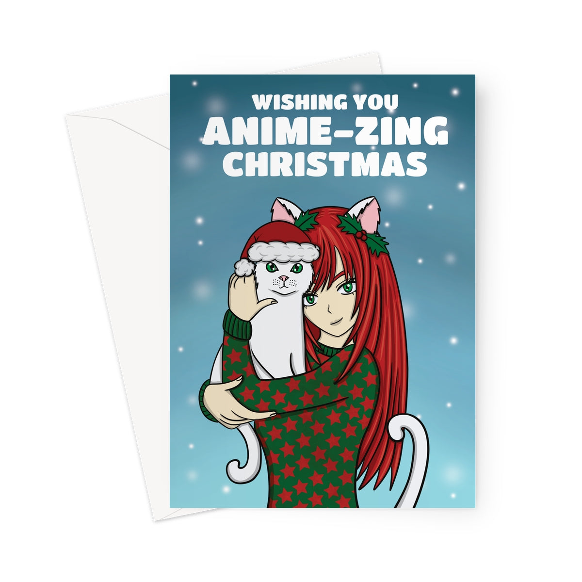 Cute Anime Girl Christmas Card