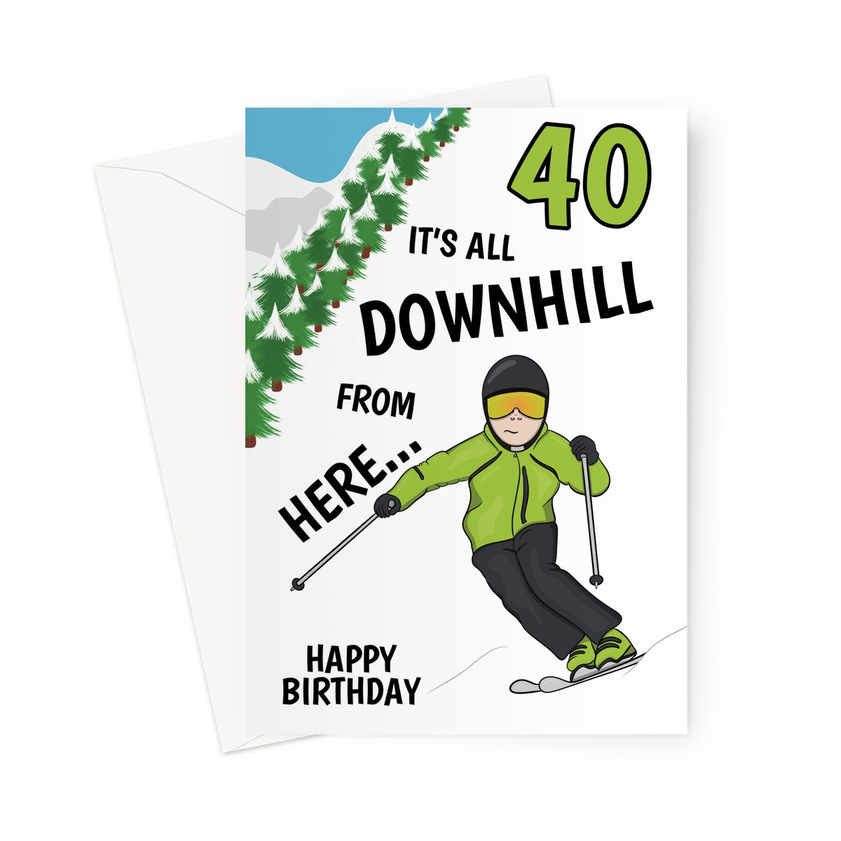 40th Birthday Card For Ski Lover
