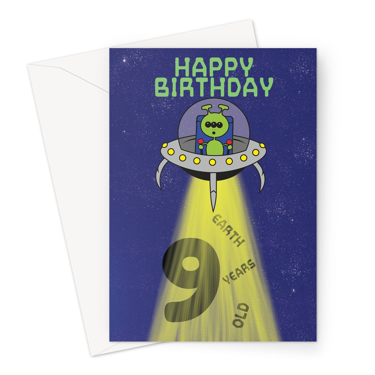 9 Earth Years Old Alien Birthday Card