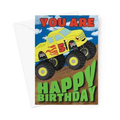 5 Year Old Monster Truck Birthday Card