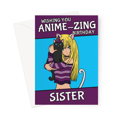 Sister Birthday Card - Anime Girl