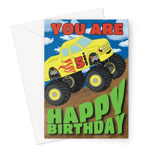 5 Year Old Monster Truck Birthday Card