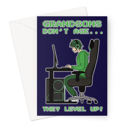 Greeting Card For Grandson - Level Up Gamer