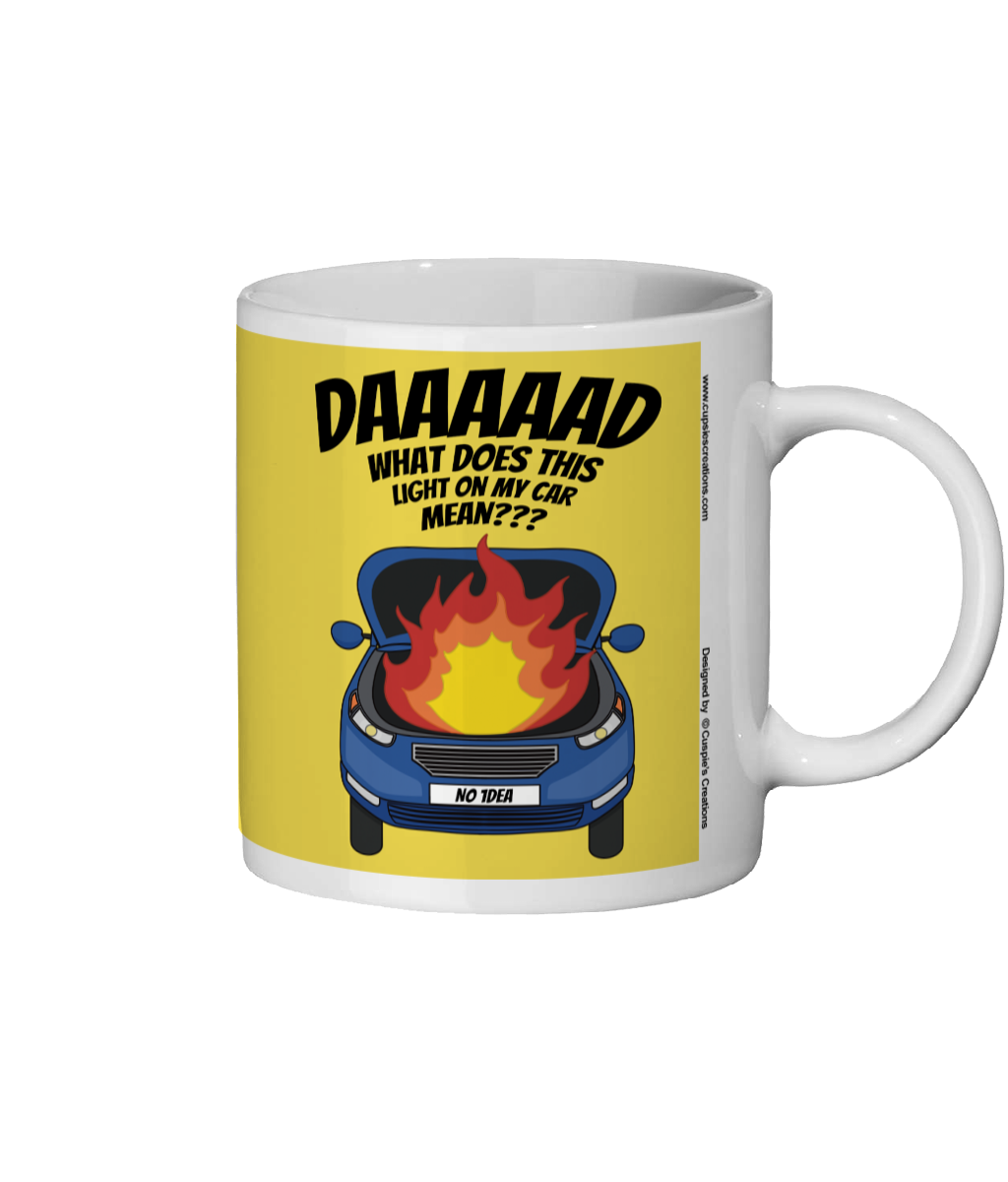 Funny Dad Mug | Light On My Car Joke | Car Mechanic Gift - Back View