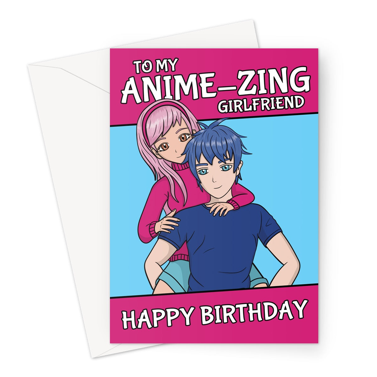 Cute Girlfriend Anime Birthday Card