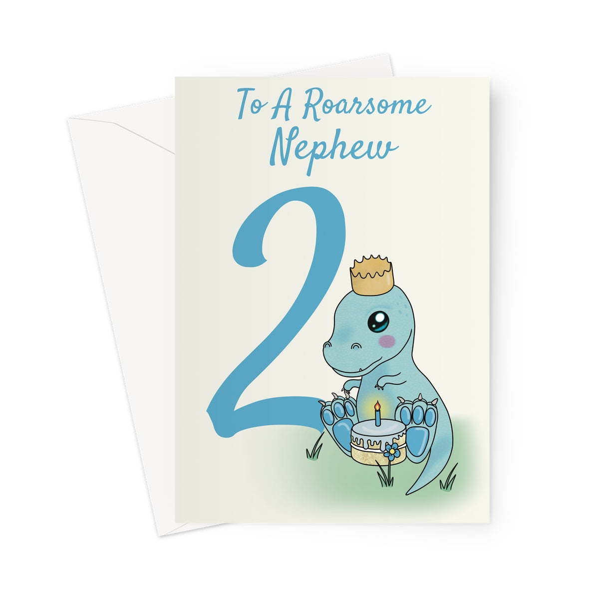 2nd Birthday Card For A Nephew - Cute Dinosaur