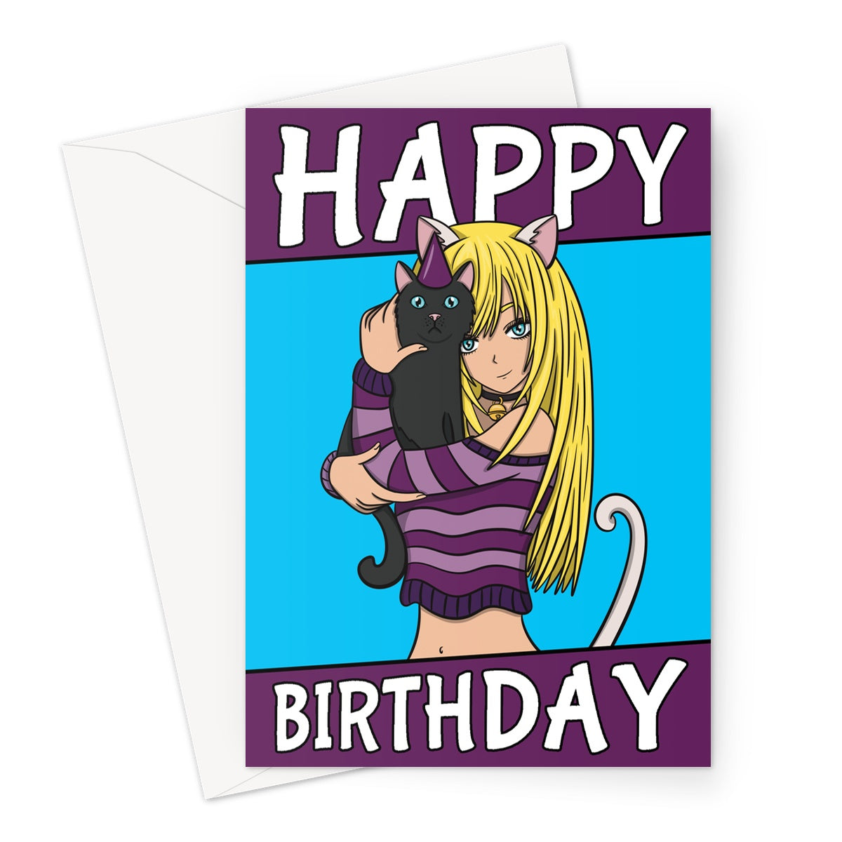 Japanese Anime Girl Birthday Card