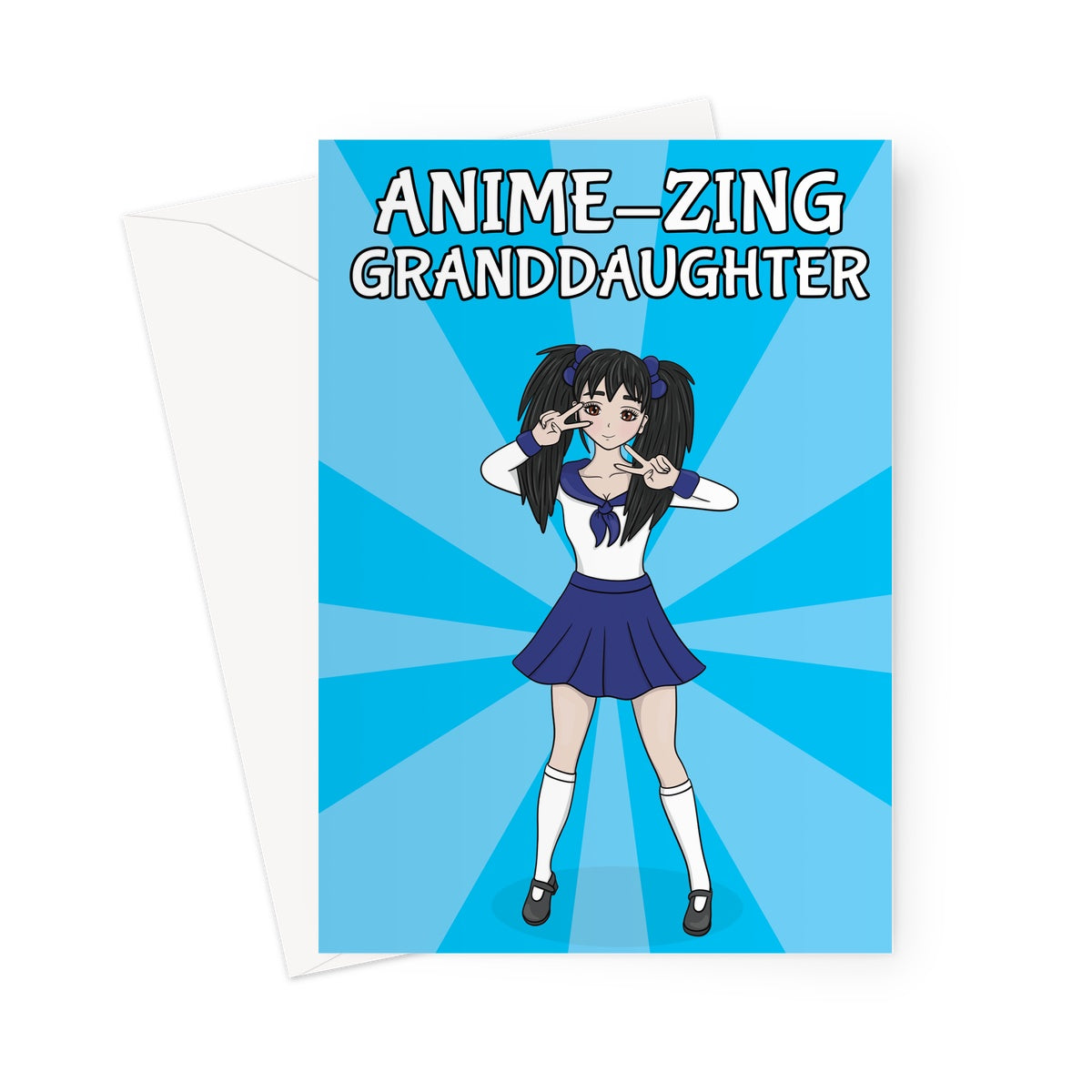 Amazing Granddaughter birthday card - Japanese Anime Girl