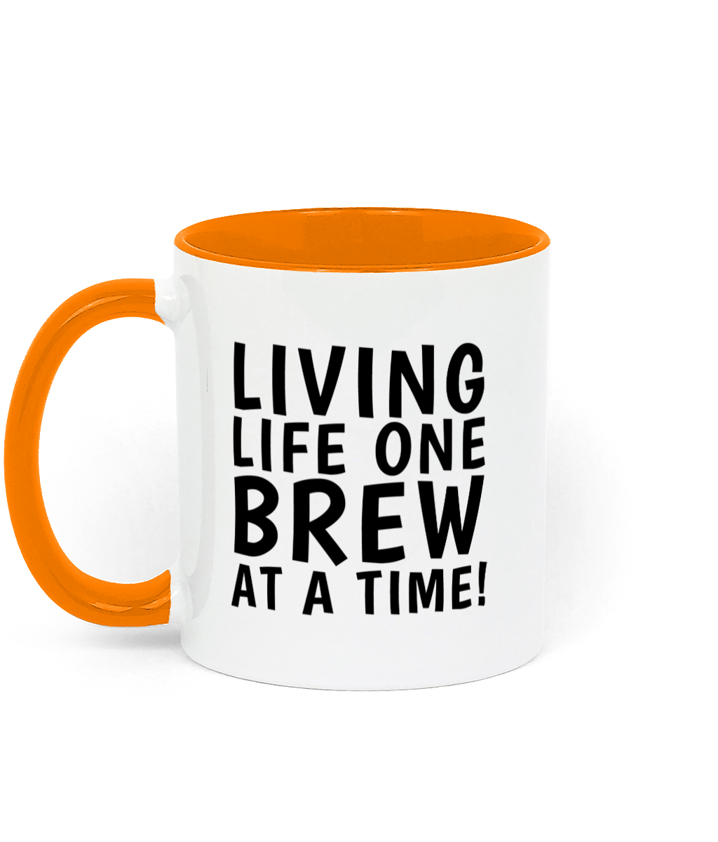 Living Life One Brew At A Time Funny Mug - Orange