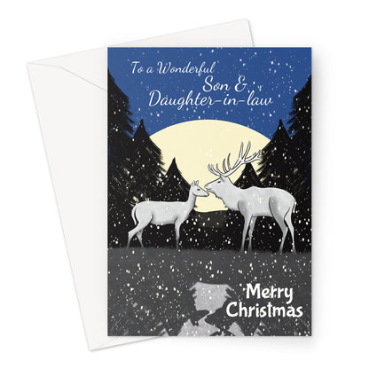 Traditional Reindeer Christmas Card - Son & Daughter-in-law