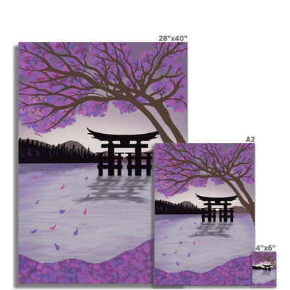 Original Japanese Art Print - Cherry Blossom Lake - Size Chart