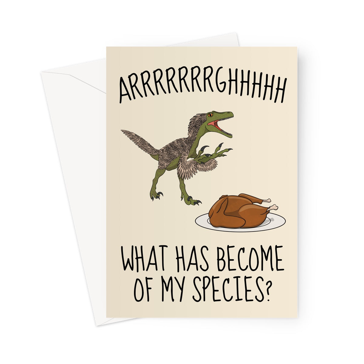 Funny Velociraptor Greeting Card - Paleontology