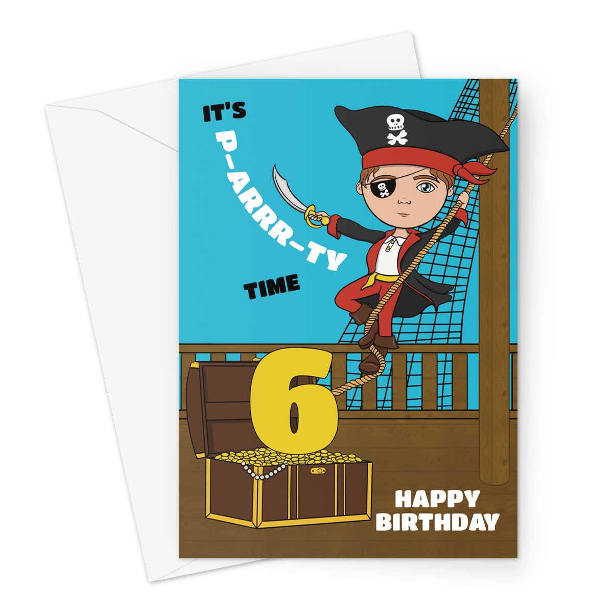 Boys 6th Birthday Card - Pirate Party