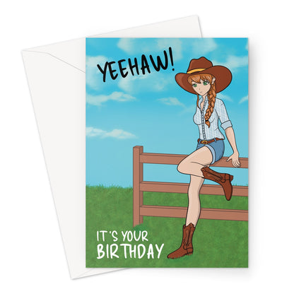 Cowgirl birthday in an anime style