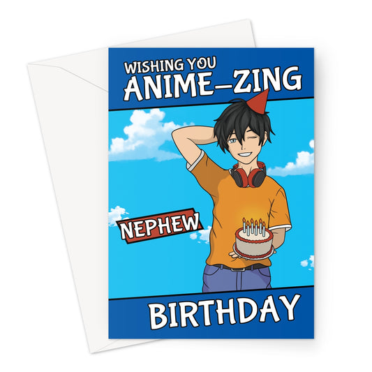 Nephew Birthday Card - Anime Boy