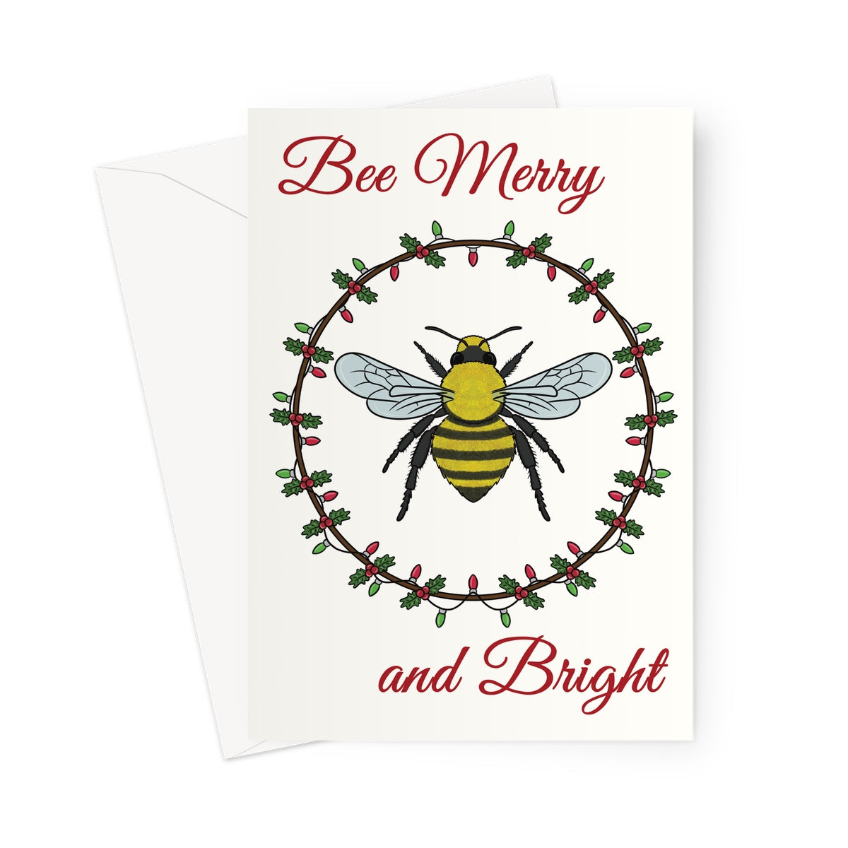 Be Merry And Bright Bee Christmas Card