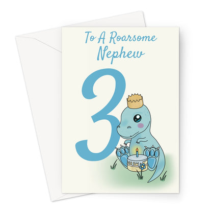 3rd Birthday Card For A Nephew - Cute Dinosaur