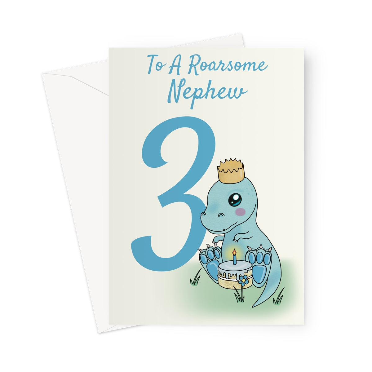 3rd Birthday Card For A Nephew - Cute Dinosaur