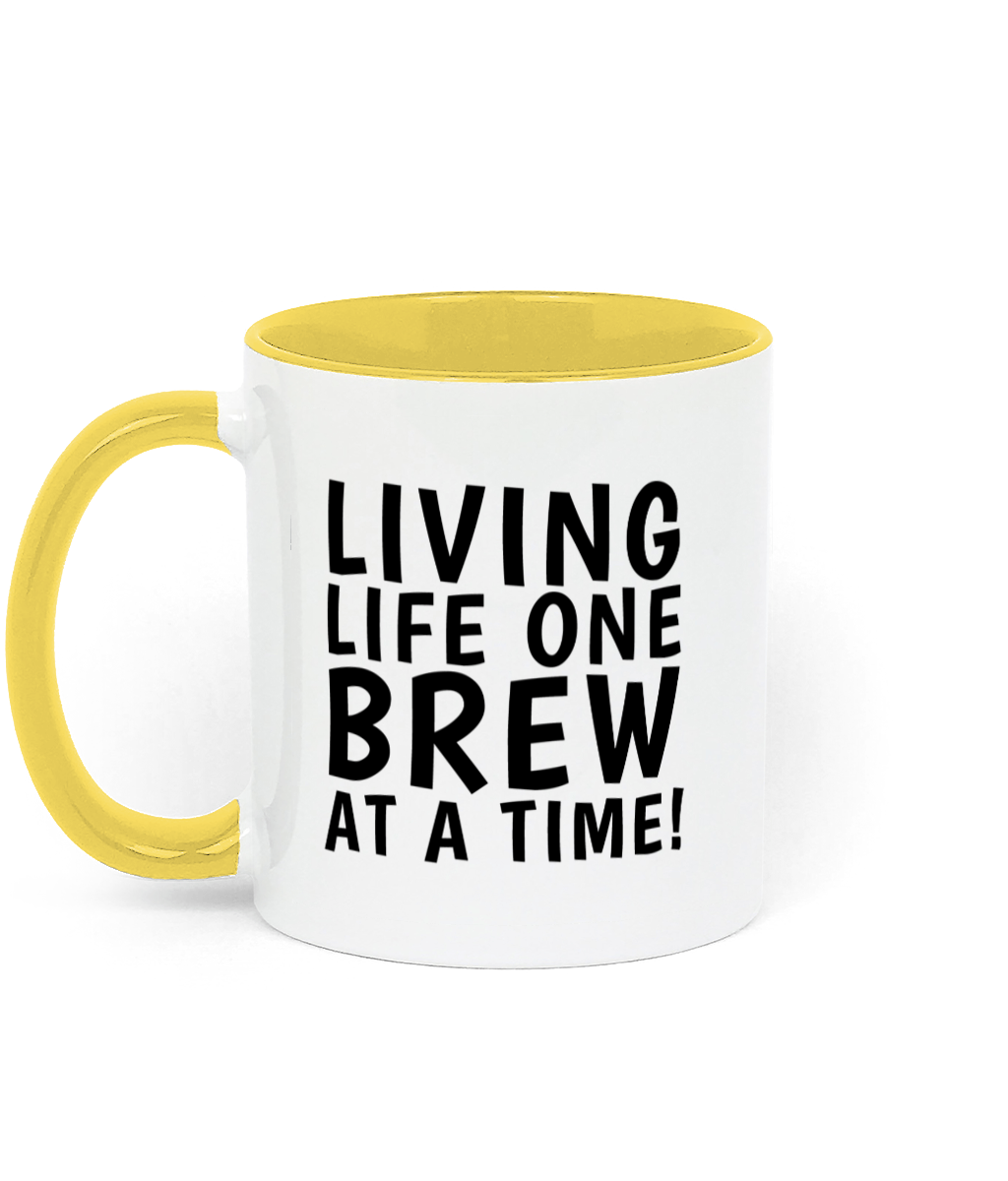 Living Life One Brew At A Time Funny Mug - Yellow