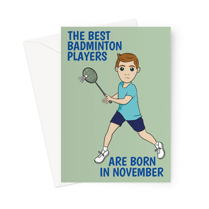 Badminton Greeting Card For A November Birthday