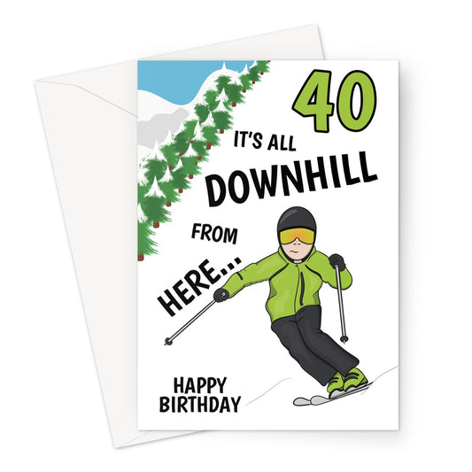 40th Birthday Card For Ski Lover