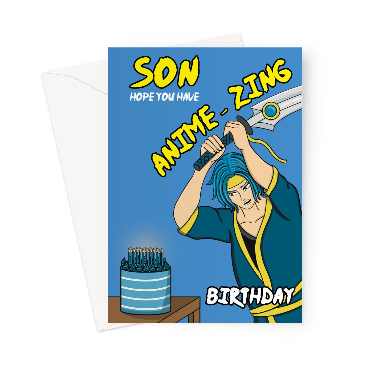 Anime Birthday Card For Son - Sword Fighter