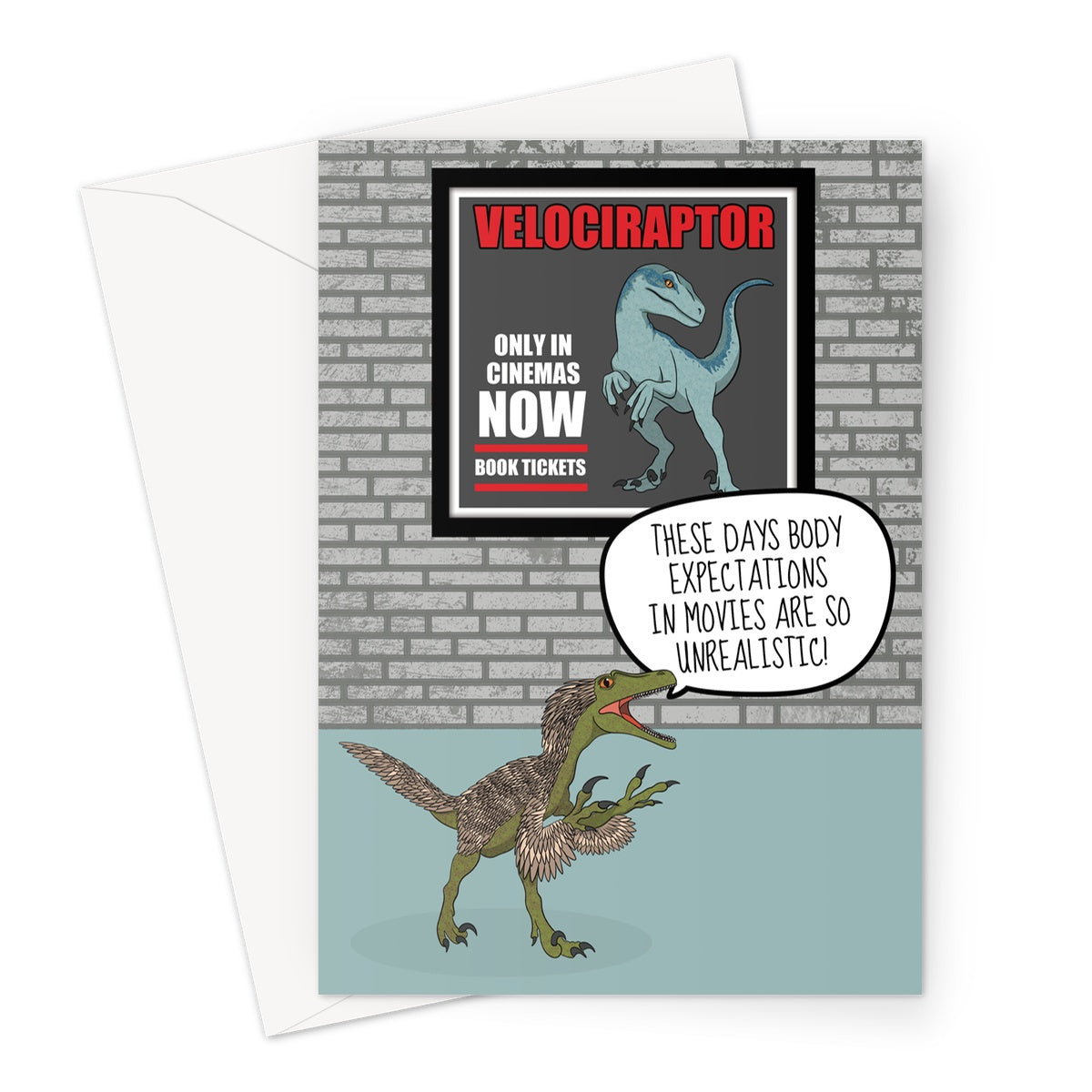 Funny Dinosaur Birthday Card - Velociraptor