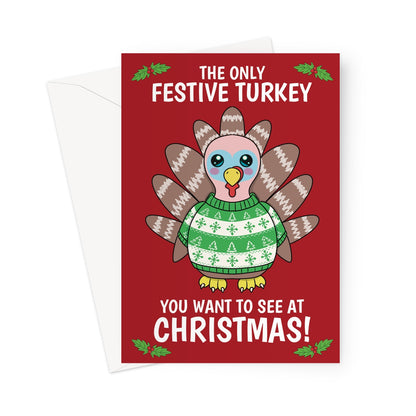 Festive Turkey Christmas Card For Vegetarians