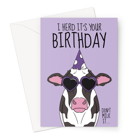Funny Cool Cow Birthday Card For Her