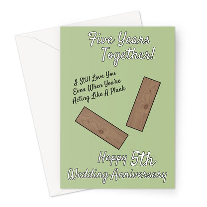 5th Wedding Anniversary Card - Wood