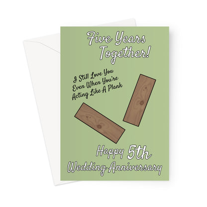 5th Wedding Anniversary Card - Wood