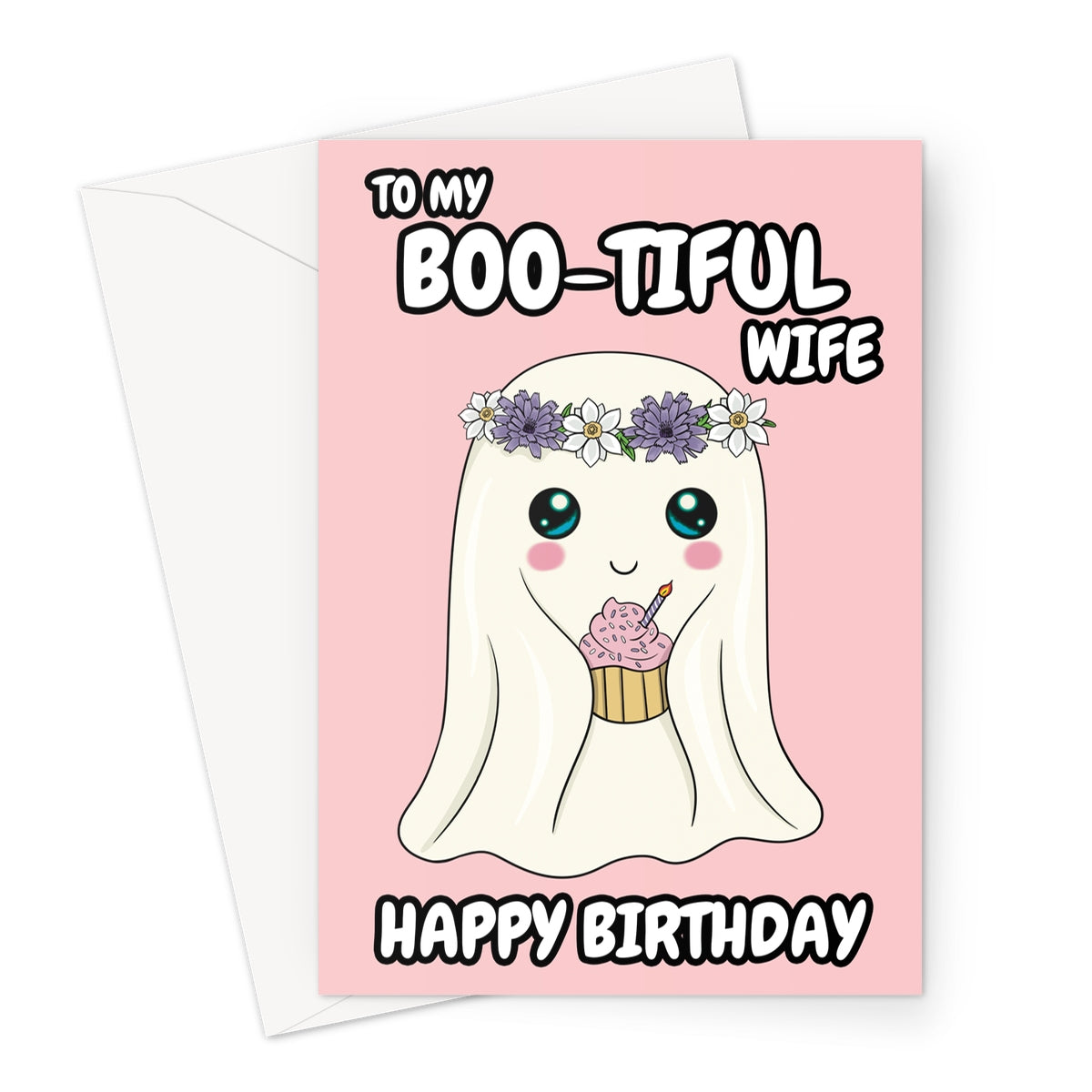 Cute Ghost Birthday Card For Wife